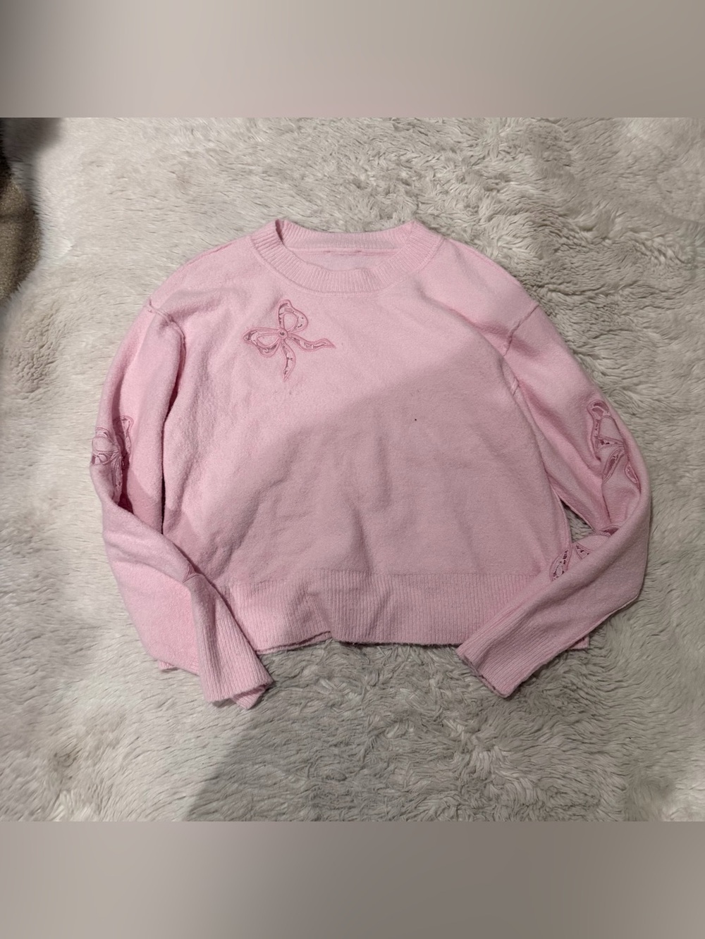 CeCe Lace Bow Inset Sweater - Picture 3 of 8